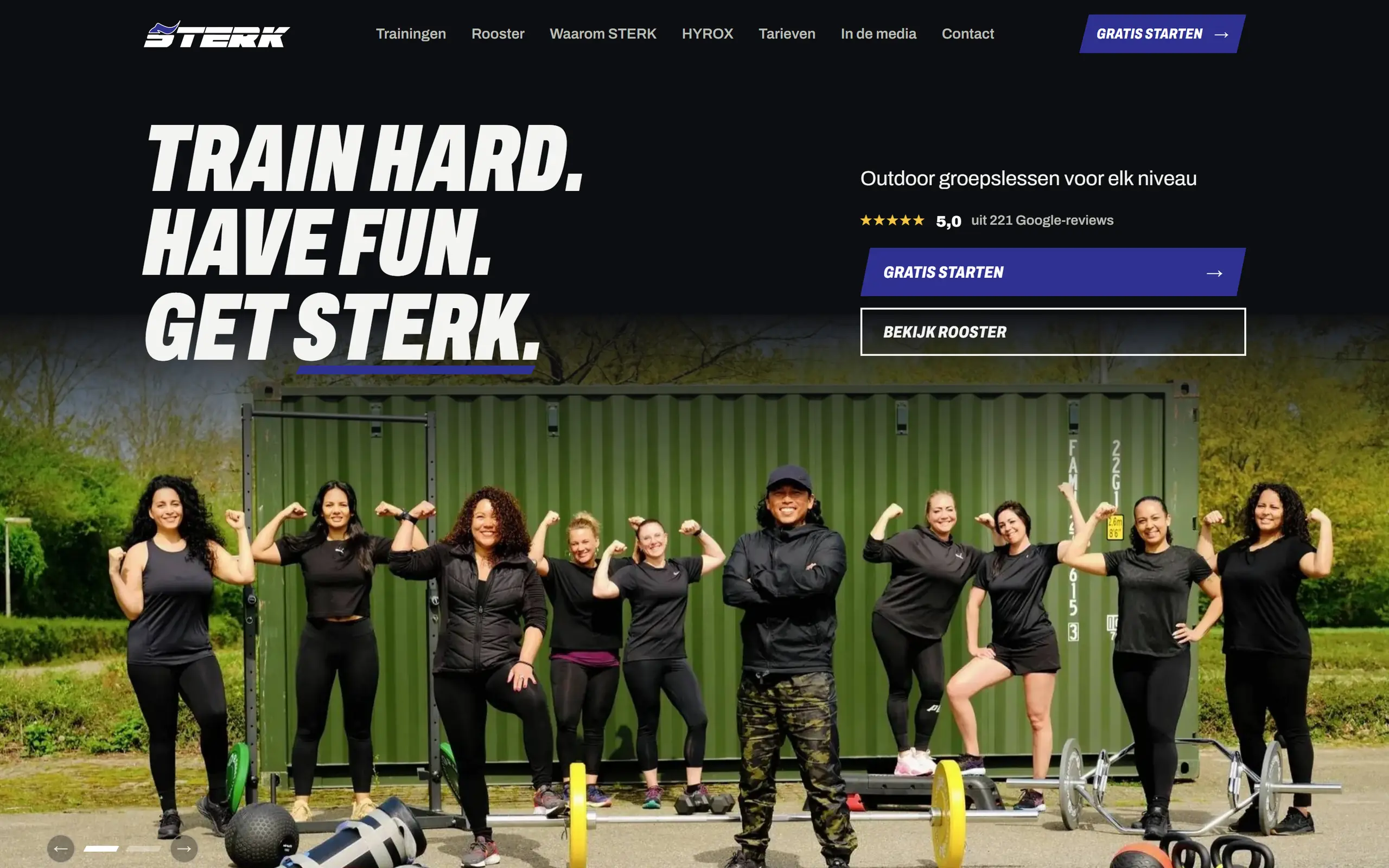 Voorbeeld van een concept: de homepage van STERK Sports